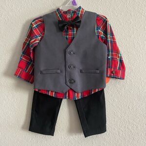 NEW Toddler Baby Boy Plaid Vest set special occasion suit 12 month 12m Holiday